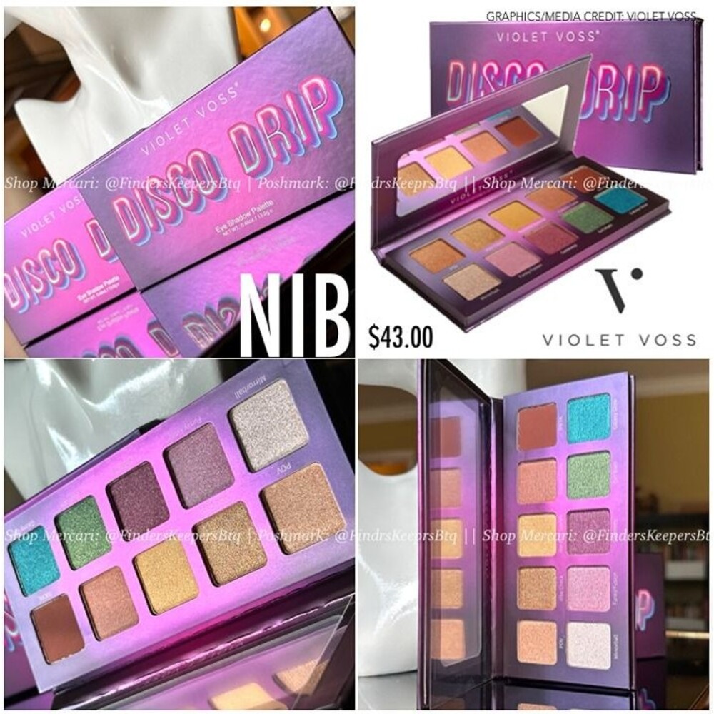NIB Violet Voss Disco Drip Eyeshadow Palette Bold Colorful Metallics Shimmers